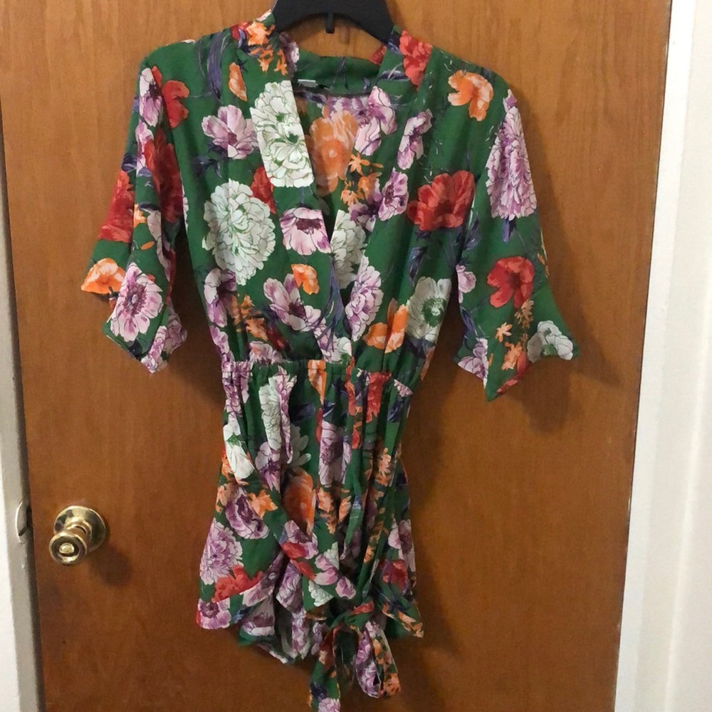 green floral romper